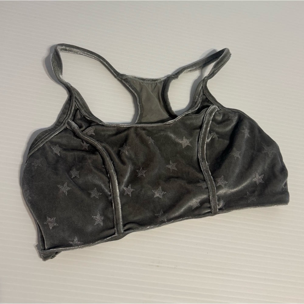 Aerie Velvette Star Print Bralette Bra Olive Green Size Small